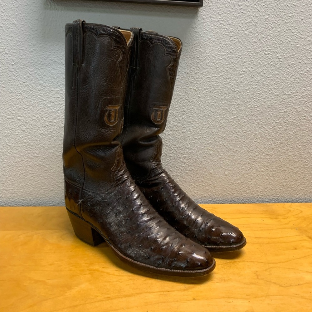 Ostrich leather cowboy boots